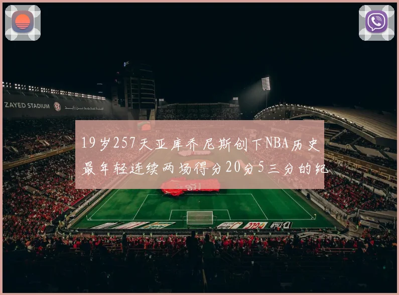 19岁257天亚库乔尼斯创下NBA历史最年轻连续两场得分20分5三分的纪录